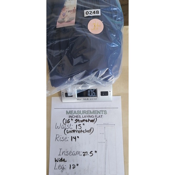 HALARA Women's Wide Leg Pleated Pants Size Medium NEW Blue Cotton Pleated - Picture 6 of 10